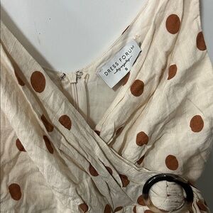 Dress Forum Cream and Brown Polka Dot Dress